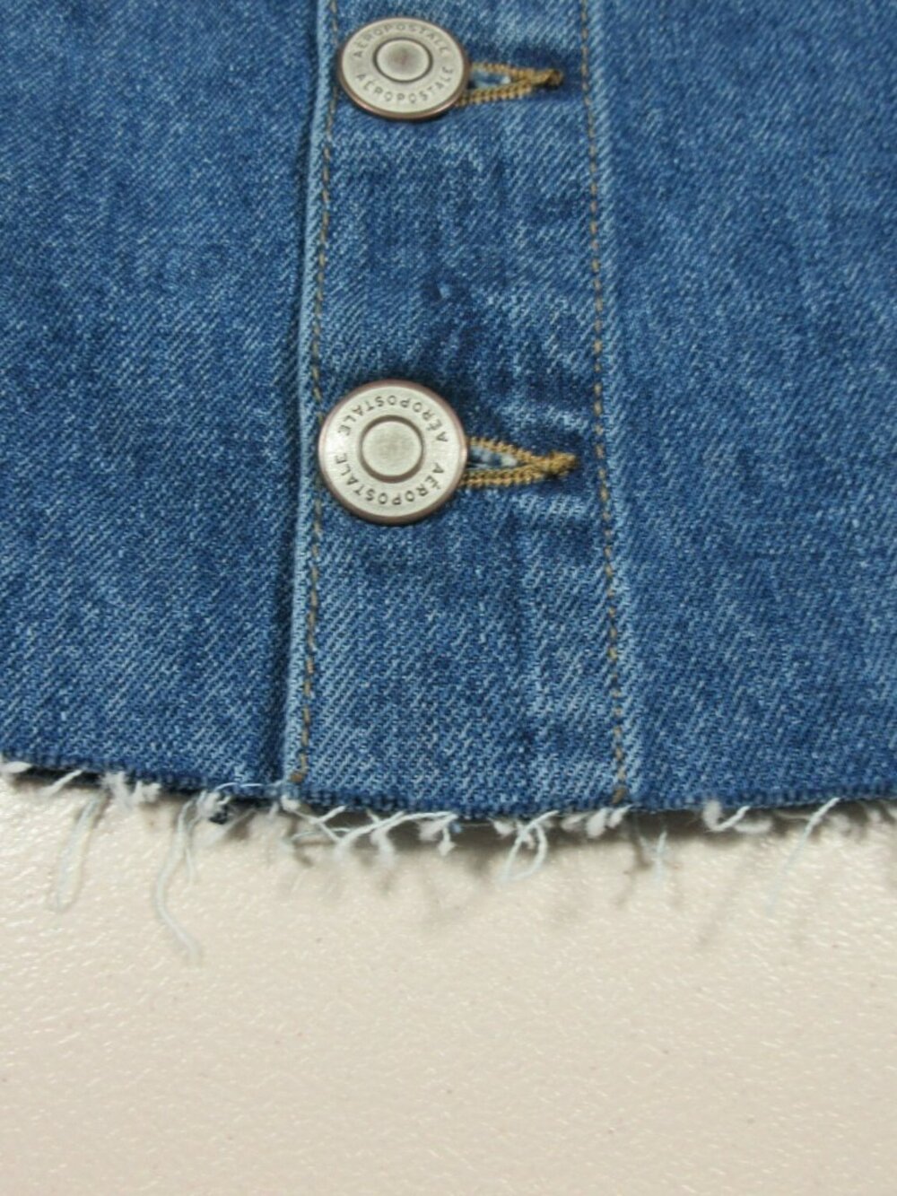 AERO womens dark wash high rise button down frayed denim mini skirt 2 NWT - Picture 2 of 7